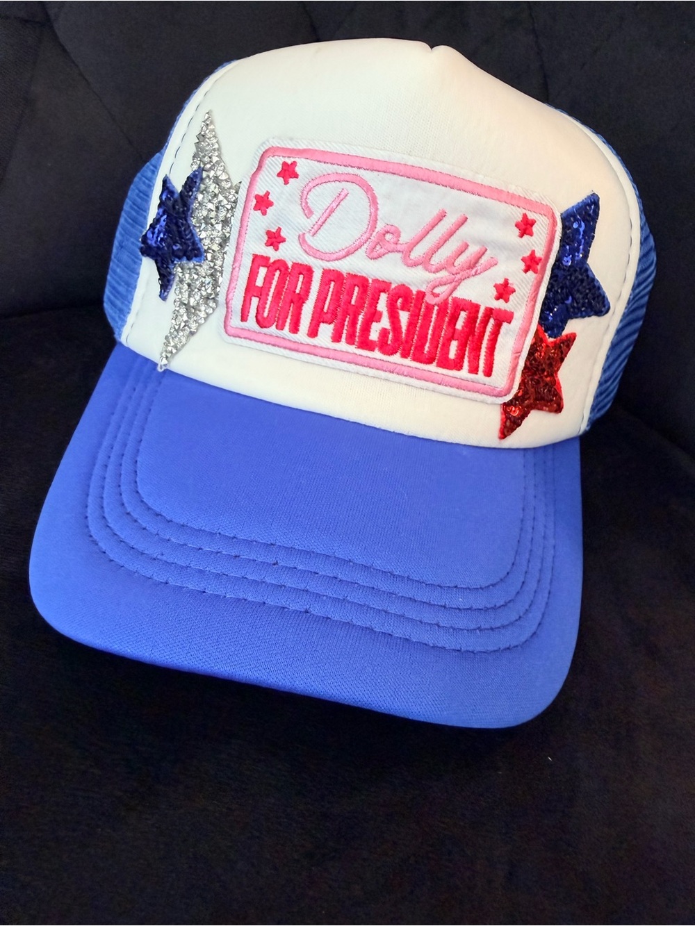 Blue & White Dolly Parton Trucker Hat